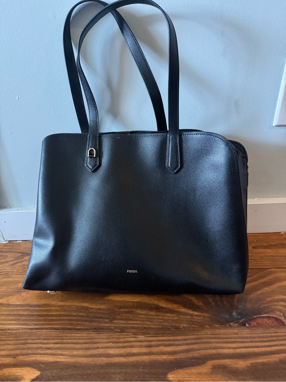 Fossil Wren Work Tote Leather Double-Handle Tote with Gold Accent